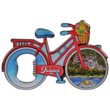 Dalyan Themed Bicycle Shaped Metal Magnetic Bottle Opener 100x65 mm - 4