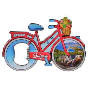 Dalyan Themed Bicycle Shaped Metal Magnetic Bottle Opener 100x65 mm - 5