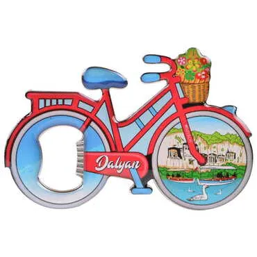 Dalyan Themed Bicycle Shaped Metal Magnetic Bottle Opener 100x65 mm - 6