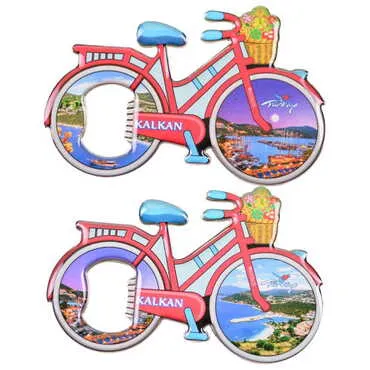 Kalkan Themed Bicycle Shaped Metal Magnetic Bottle Opener 100x65 mm - 3