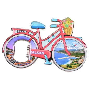 Kalkan Themed Bicycle Shaped Metal Magnetic Bottle Opener 100x65 mm - 4
