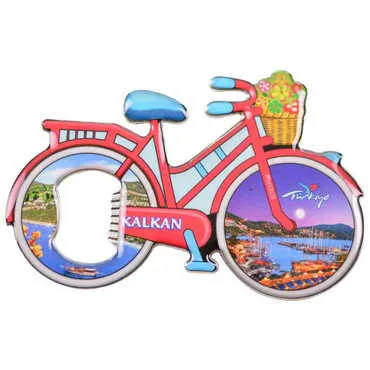 Kalkan Themed Bicycle Shaped Metal Magnetic Bottle Opener 100x65 mm - 5