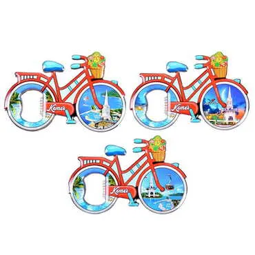 Kemer Themed Bicycle Shaped Metal Magnetic Bottle Opener 100x65 mm - 3
