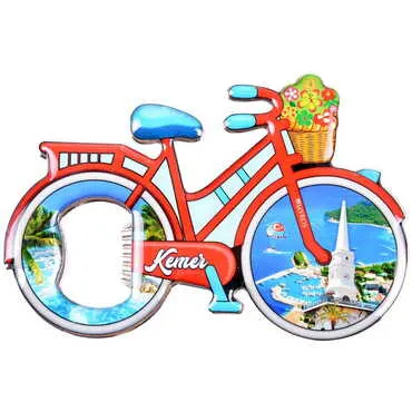 Kemer Themed Bicycle Shaped Metal Magnetic Bottle Opener 100x65 mm - 4