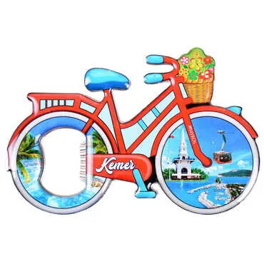 Kemer Themed Bicycle Shaped Metal Magnetic Bottle Opener 100x65 mm - 6