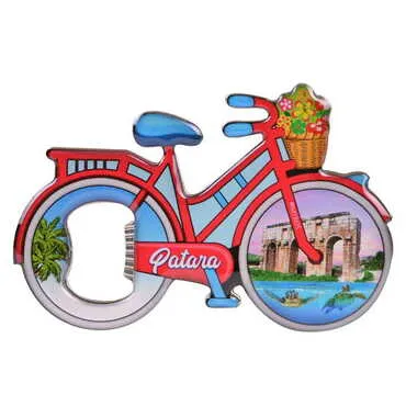 Patara Themed Bicycle Shaped Metal Magnetic Bottle Opener 100x65 mm - 5