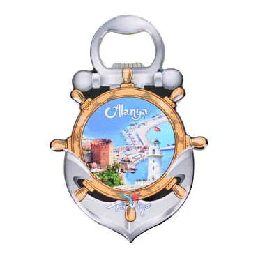 Alanya Themed Anchor Shaped Metal Magnetic Bottle Opener 105x72 mm - 7