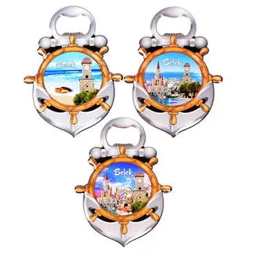 Belek Themed Anchor Shaped Metal Magnetic Bottle Opener 105x72 mm - 3