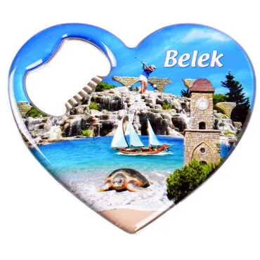 Belek Themed Heart Shaped Metal Magnetic Bottle Opener 85x76 mm - 4