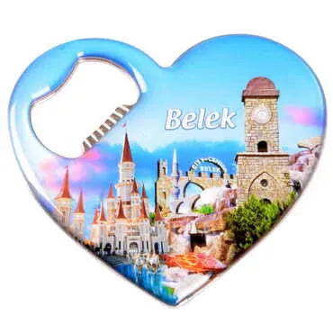 Belek Themed Heart Shaped Metal Magnetic Bottle Opener 85x76 mm - 5