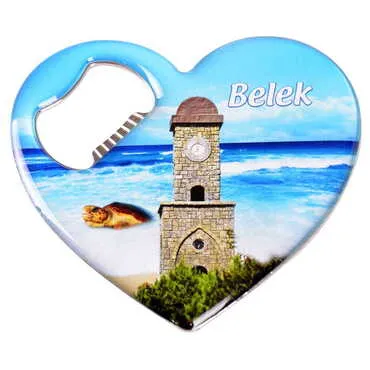 Belek Themed Heart Shaped Metal Magnetic Bottle Opener 85x76 mm - 6