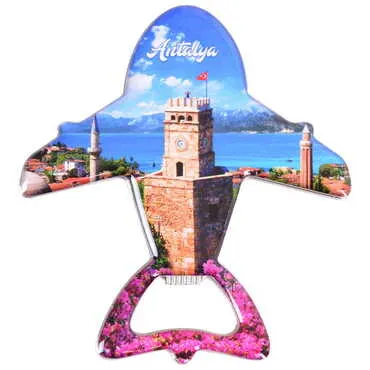 Toptan Antalya Temalı Myros Metal Uçak Açacak Magnet 105x89 mm - 4