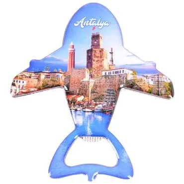 Toptan Antalya Temalı Myros Metal Uçak Açacak Magnet 105x89 mm - 6