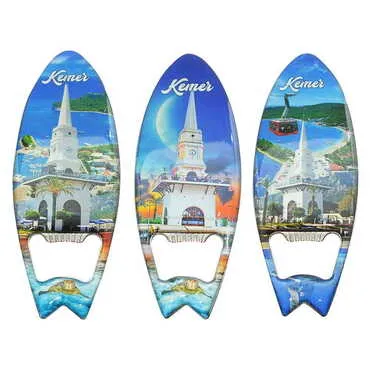 Kemer Themed Surf Board Shaped Metal Magnetic Bottle Opener 128x45 mm - 3