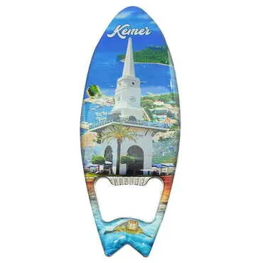 Kemer Themed Surf Board Shaped Metal Magnetic Bottle Opener 128x45 mm - 5