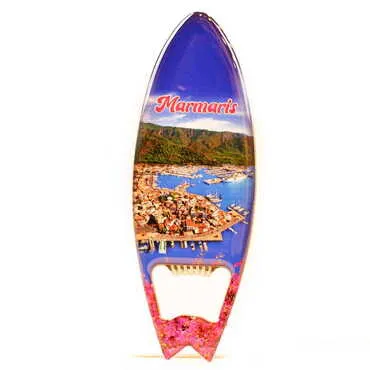 Marmaris Themed Surf Board Shaped Metal Magnetic Bottle Opener 128x45 mm - 7