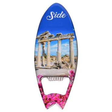 Side Themed Surf Board Shaped Metal Magnetic Bottle Opener 128x45 mm - 5