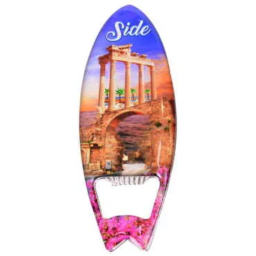 Side Themed Surf Board Shaped Metal Magnetic Bottle Opener 128x45 mm - 8