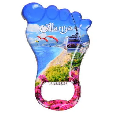 Alanya Themed Foot Shaped Metal Magnetic Bottle Opener 100x59 mm - 5