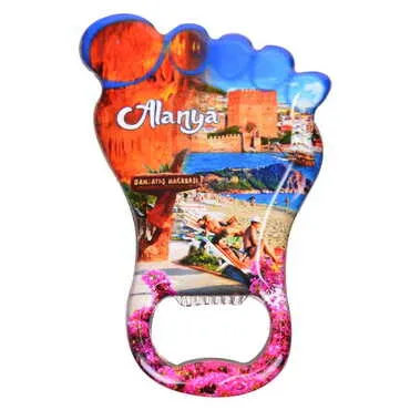 Alanya Themed Foot Shaped Metal Magnetic Bottle Opener 100x59 mm - 6