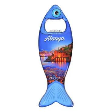 Toptan Alanya Temalı Myros Metal Balık Açacak Magnet 120x43 mm - 7