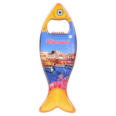 Marmaris Themed Fish Shaped Metal Magnetic Bottle Opener 120x43 mm - 4