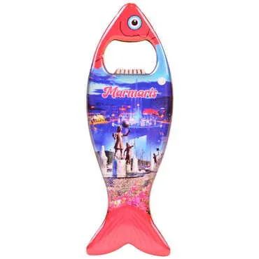 Marmaris Themed Fish Shaped Metal Magnetic Bottle Opener 120x43 mm - 5