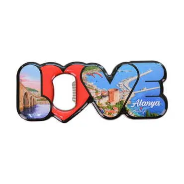 Alanya Themed Love Letter Shaped Metal Magnetic Opener 114x47 mm - 6