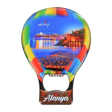 Alanya Themed Baloon Shaped Metal Magnetic Bottle Opener 102x73 mm - 4