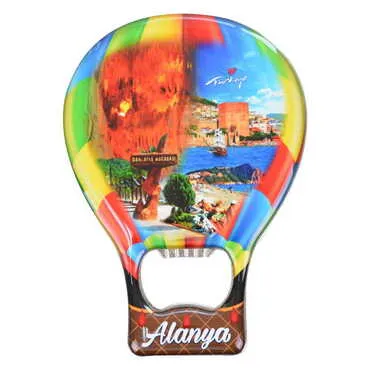 Alanya Themed Baloon Shaped Metal Magnetic Bottle Opener 102x73 mm - 6