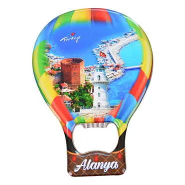 Alanya Themed Baloon Shaped Metal Magnetic Bottle Opener 102x73 mm - 9