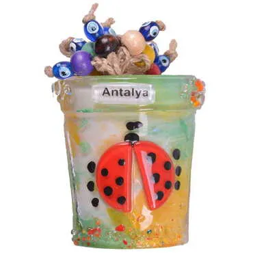 Toptan Antalya Temalı Cam Saksı Magnet 13 Boncuk - 3