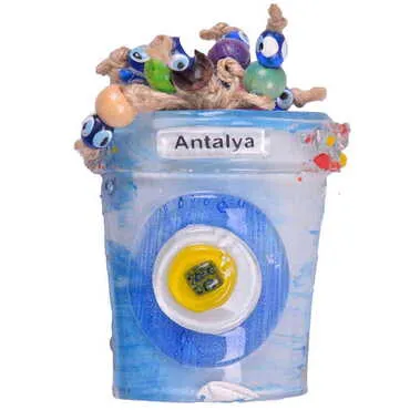 Toptan Antalya Temalı Cam Saksı Magnet 13 Boncuk - 5