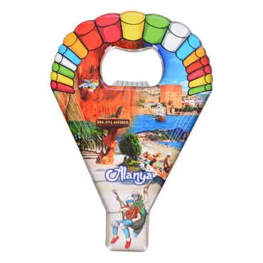 Alanya Themed Parachute Shaped Metal Magnetic Opener 113x75 mm - 6