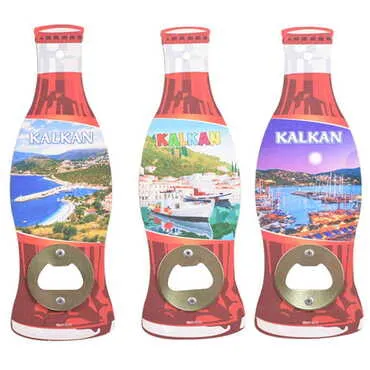 Kalkan Themed Coke Bottle Shaped Printed MDF Wooden Bottle Opener 200x66 mm - 2
