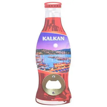 Kalkan Themed Coke Bottle Shaped Printed MDF Wooden Bottle Opener 200x66 mm - 3
