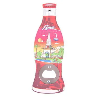 Toptan Kemer Temalı Myros Ahşap Cola Şişesi Açacak Magnet 200x66 mm - 5