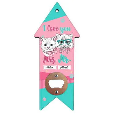 Sweetheart Themed Arrow Shaped Printed MDF Wooden Bottle Opener 193x82 mm - 4