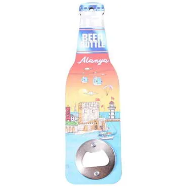 Alanya Themed Beer Bottle Shaped Printed MDF Wooden Bottle Opener 200x59 mm - 5