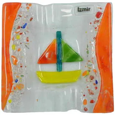 Izmir Themed Custom Printed Glass Ashtray - 3