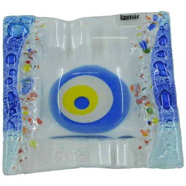 Izmir Themed Custom Printed Glass Ashtray - 6