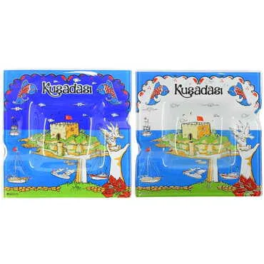 Kusadasi Themed Decorated Glass Ashtray 100X100 Mm - 4