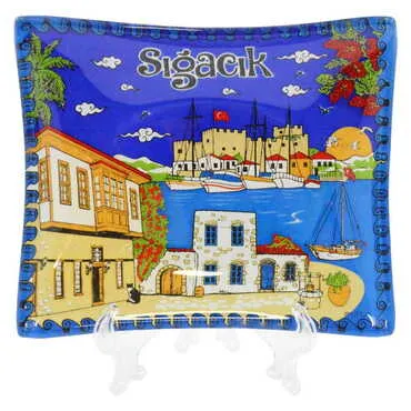 Toptan Sığacık Temalı Myros Dekoratif Cam Çerezlik 12X14 cm