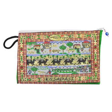 Kusadasi Themed Turkish Woven Purse 100x155 mm - 9