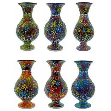 Turkish Ceramic Relief Vase 15 Cm - 3