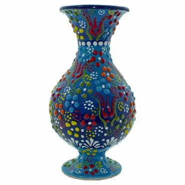 Turkish Ceramic Relief Vase 15 Cm - 4