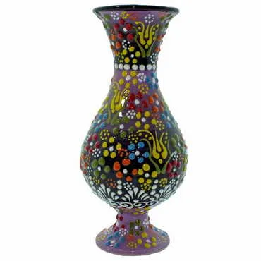 Turkish Ceramic Relief Vase 15 Cm - 7