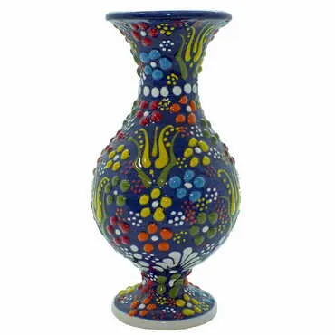 Turkish Ceramic Relief Vase 15 Cm - 8