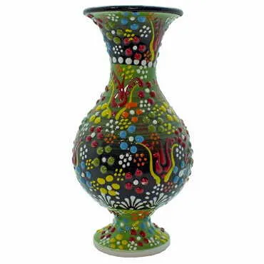 Turkish Ceramic Relief Vase 15 Cm - 9