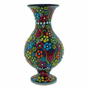 Turkish Ceramic Relief Vase 15 Cm - 10